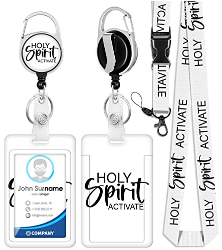 Plifal ID Badge Holder with Lanyard and Retractable Badge Reel Belt Clip, Unique Christian Key Keychain Lanyards Clip On Badge Extender Vertical ID Sleeve for Women Men