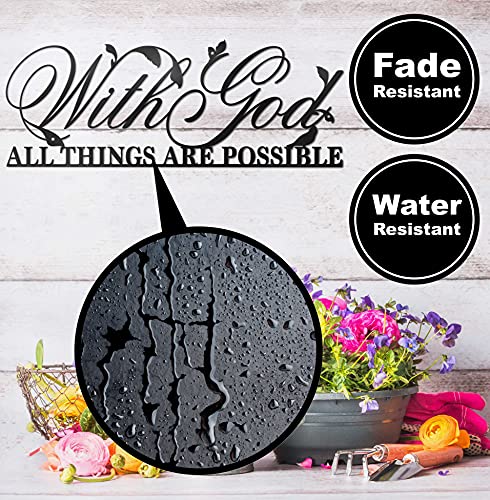 Vivegate With God All Things Are Possible Sign Metal Wall Decor, 18"X12" Inch Religious Scripture Black Christian Bible Verses Everthing Is Possible with God Bibical Wall Hanging Decoration