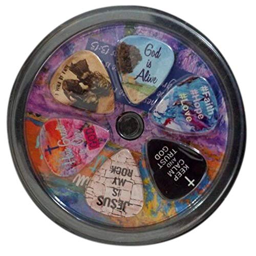 Christian Guitar Picks - 12 pack - Bible Inspirational Messages - Celluloid Medium by NewEights Best Gift for Church Pastor Worship Team Baptism