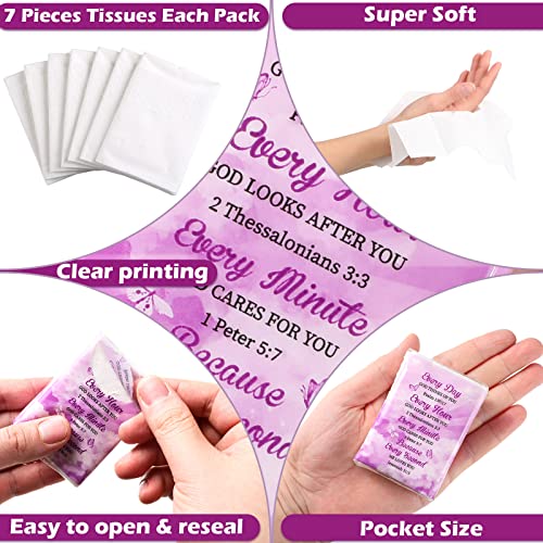 60 Pack Christian Facial Tissues Pocket Size Facial Tissues with Bible Verse Wallet Tissues Travel Tissues Pocket Tissues Travel Size 3 ply Individual Tissue Packs for Wedding Graduation Ceremony