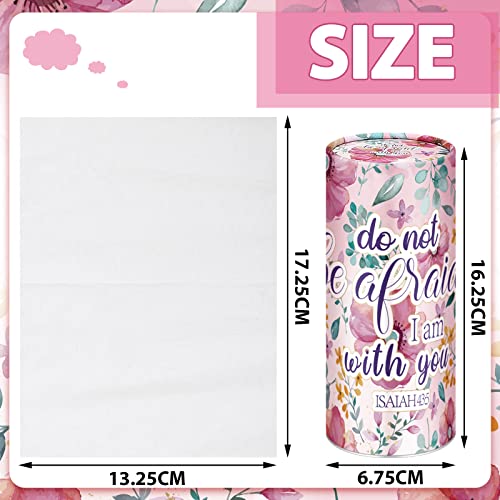 12 Pcs Christian Gifts Cylinder Car Tissues Boxes Religious Quotes Car Napkins Round Disposable Tissues Boxes Travel Facial Tissues Boxes for Car Cup Holder Tissues Box Round Container (Blossom)