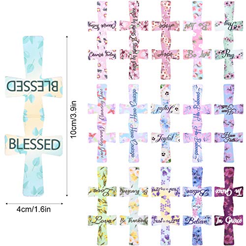 Outus 48 Pieces Magnetic Bookmarks Christian Floral Religious Cross Bookmark for Women Bible Magnetic Page Clips Cute Flower Religious Scripture Bible Verse Marks for Student Office Book 16 Styles