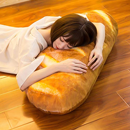 Levenkeness 3D Simulation Bread Shape Plush Pillow,Soft Butter Toast Bread Food Cushion Stuffed Toy for Home Decor 31.4"