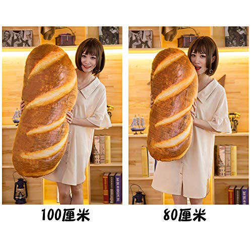 Levenkeness 3D Simulation Bread Shape Plush Pillow,Soft Butter Toast Bread Food Cushion Stuffed Toy for Home Decor 31.4"