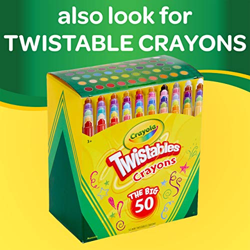 Crayola Twistables Colored Pencil Set (50ct), No Sharpen Colored Pencils For Kids, Coloring Book Pencils, Stocking Stuffers for Kids, Holiday Gift, 4+