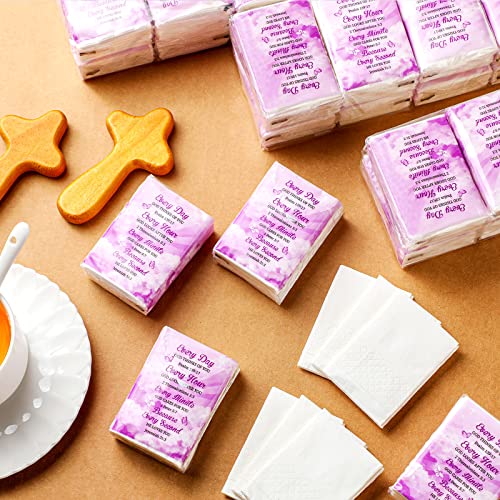 60 Pack Christian Facial Tissues Pocket Size Facial Tissues with Bible Verse Wallet Tissues Travel Tissues Pocket Tissues Travel Size 3 ply Individual Tissue Packs for Wedding Graduation Ceremony