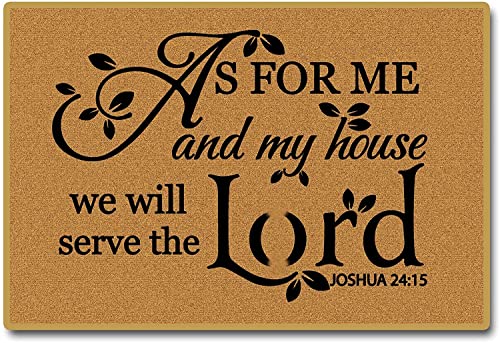 Assaoy Door mat Outdside Entrance,As for me and My House We Will Serve The,Funny Doormats Front Door mat Indoor Entrance,Welcome Floor Mat Spring Rubber Rugs Washable Patio Home Decora 23.6 X 15.7 in