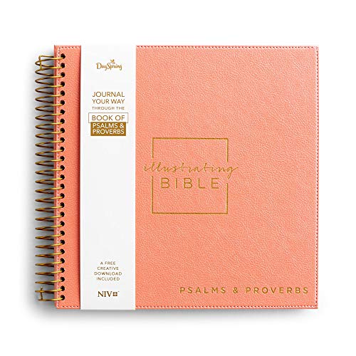 Illustrating Bible NIV: Books of Psalms & Proverbs - Spiral Bound Bible Journal, Coral