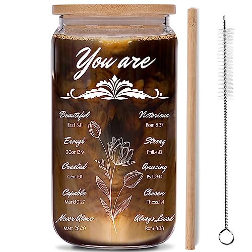 Christian Gifts for Women, Birthday Gifts for Christians, Religious Gifts for Women, Birthday Gifts for Women, Spiritual Gifts Catholic Gifts for Her, Mom, Friends Female Coworker - 16 Oz Can Glass