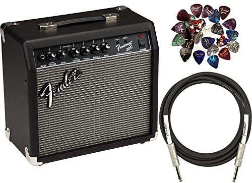 Fender Frontman 20G Guitar Combo Amplifier - Black Bundle with Cable and Austin Bazaar Exclusive 12-Pack Picks