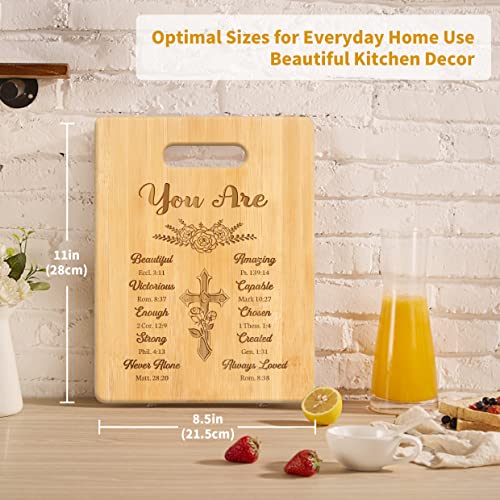 Pandasch Christian Gifts for Women, Unique Religious Gift for Women, Best Birthday Gift for Women Sister, Christian Christmas Gifts - Unique Engraved Bamboo Cutting Board with Inspirational Quotes