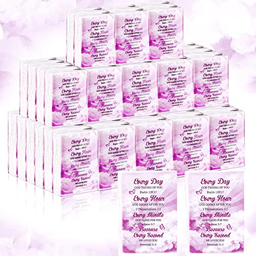 60 Pack Christian Facial Tissues Pocket Size Facial Tissues with Bible Verse Wallet Tissues Travel Tissues Pocket Tissues Travel Size 3 ply Individual Tissue Packs for Wedding Graduation Ceremony