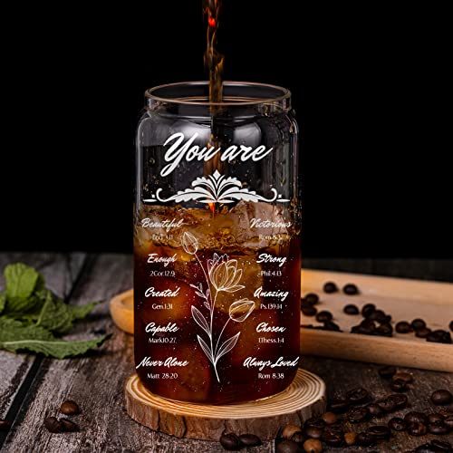 Christian Gifts for Women, Birthday Gifts for Christians, Religious Gifts for Women, Birthday Gifts for Women, Spiritual Gifts Catholic Gifts for Her, Mom, Friends Female Coworker - 16 Oz Can Glass