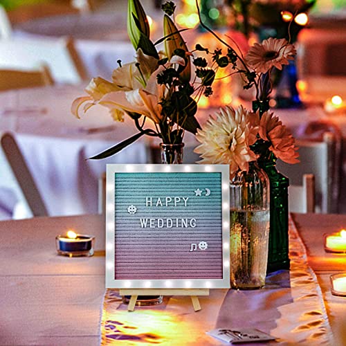 LED Gradient Felt Letter Board Sign Lights, 10in × 10in Changeable Message Board with 470 Black & White Pre-Cut Letters for Christmas Birthday Gifts Baby Showers Wedding Party Decor