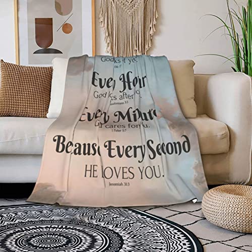 QETXVI Bible Verse Blanket with Inspirational Thoughts and Prayers- Religious Throw Blanket Soft Lightweight Cozy Plush Warm Blankets for Women Men Gift 40"X 50"