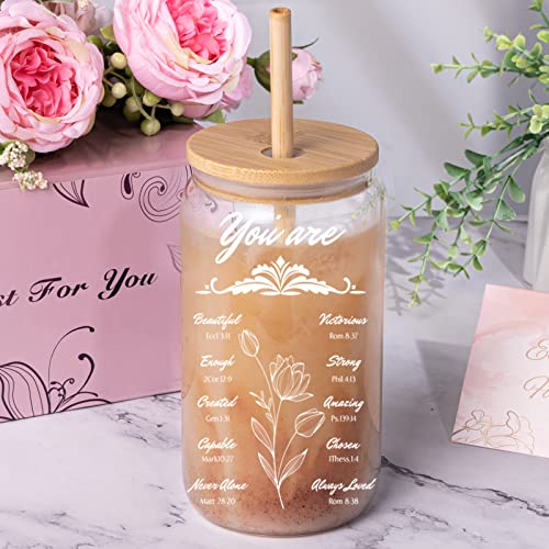 Christian Gifts for Women, Birthday Gifts for Christians, Religious Gifts for Women, Birthday Gifts for Women, Spiritual Gifts Catholic Gifts for Her, Mom, Friends Female Coworker - 16 Oz Can Glass