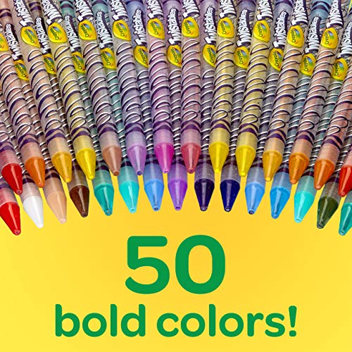 Crayola Twistables Colored Pencil Set (50ct), No Sharpen Colored Pencils For Kids, Coloring Book Pencils, Stocking Stuffers for Kids, Holiday Gift, 4+