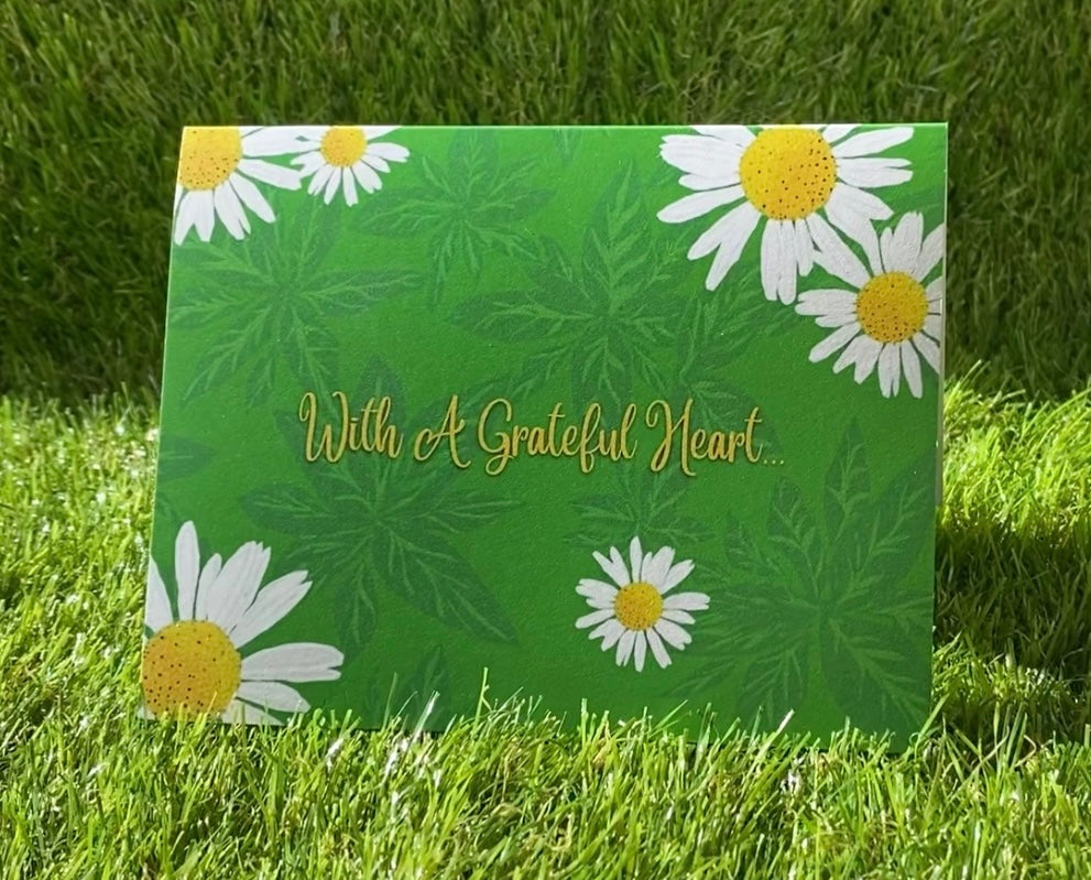 With A Grateful Heart... CTracyLouie Thank You Cards + Envelope, Set of 8, Original Artwork, Blank Interior