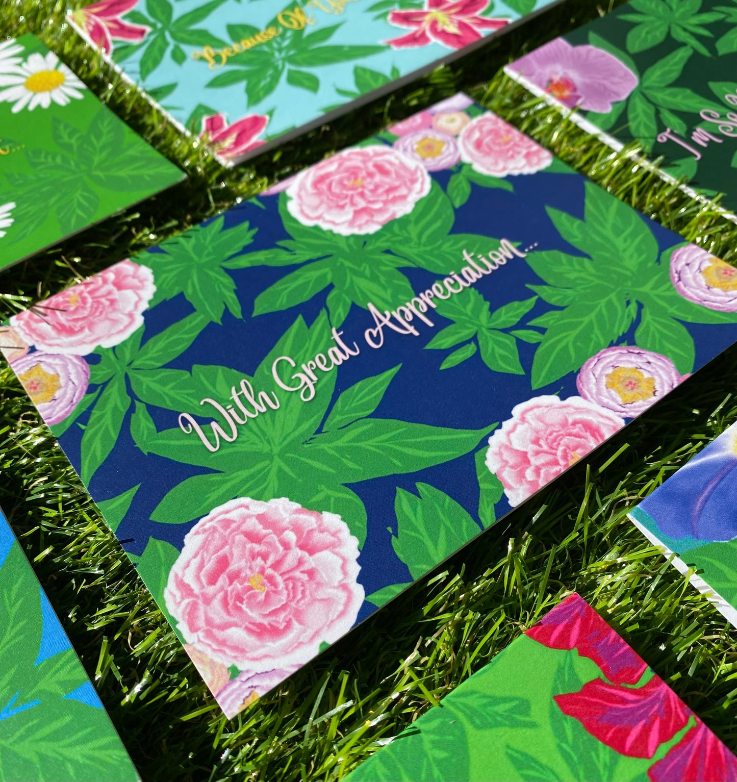 With Great Appreciation... CTracyLouie Thank You Cards + Envelope, Set of 8, Original Artwork, Blank Interior