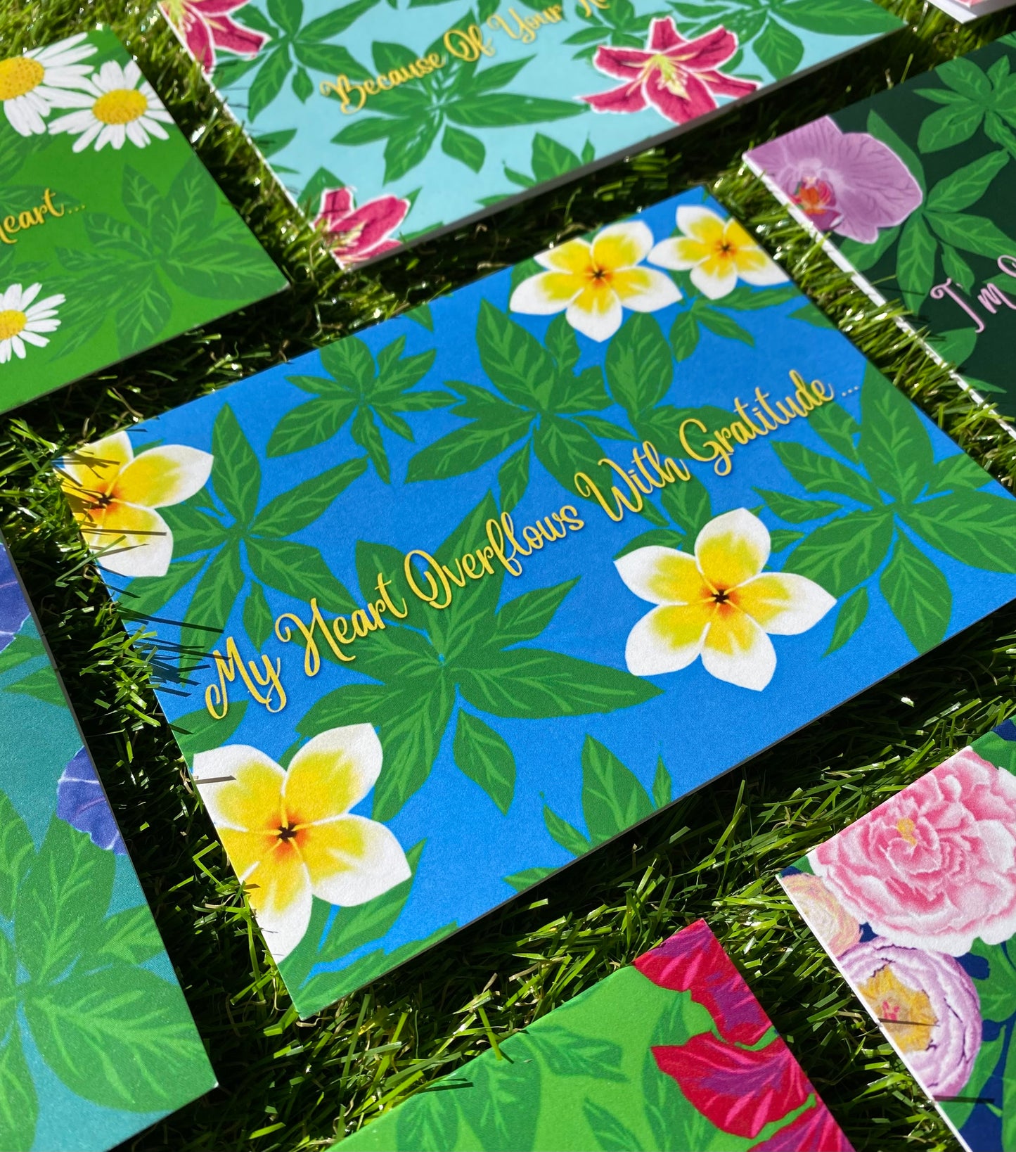 My Heart Overflows With Gratitude... CTracyLouie Thank You Cards + Envelope, Set of 8, Original Artwork, Blank Interior