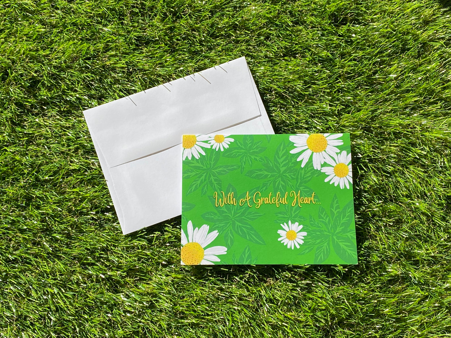 With A Grateful Heart... CTracyLouie Thank You Cards + Envelope, Set of 8, Original Artwork, Blank Interior