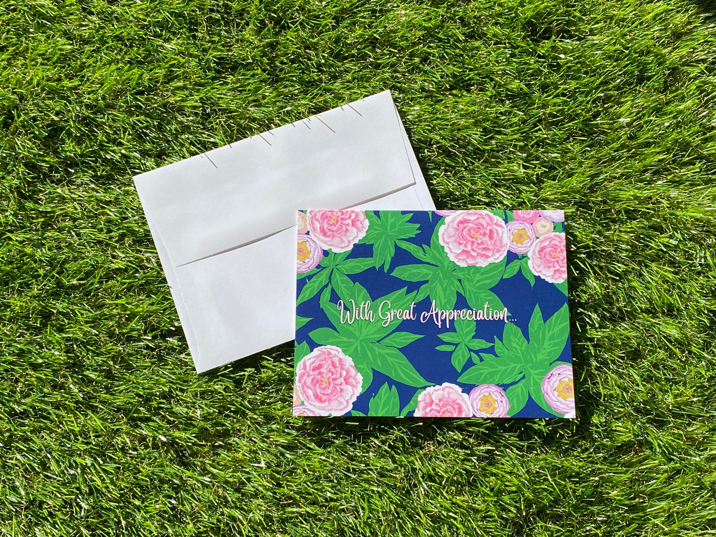 With Great Appreciation... CTracyLouie Thank You Cards + Envelope, Set of 8, Original Artwork, Blank Interior