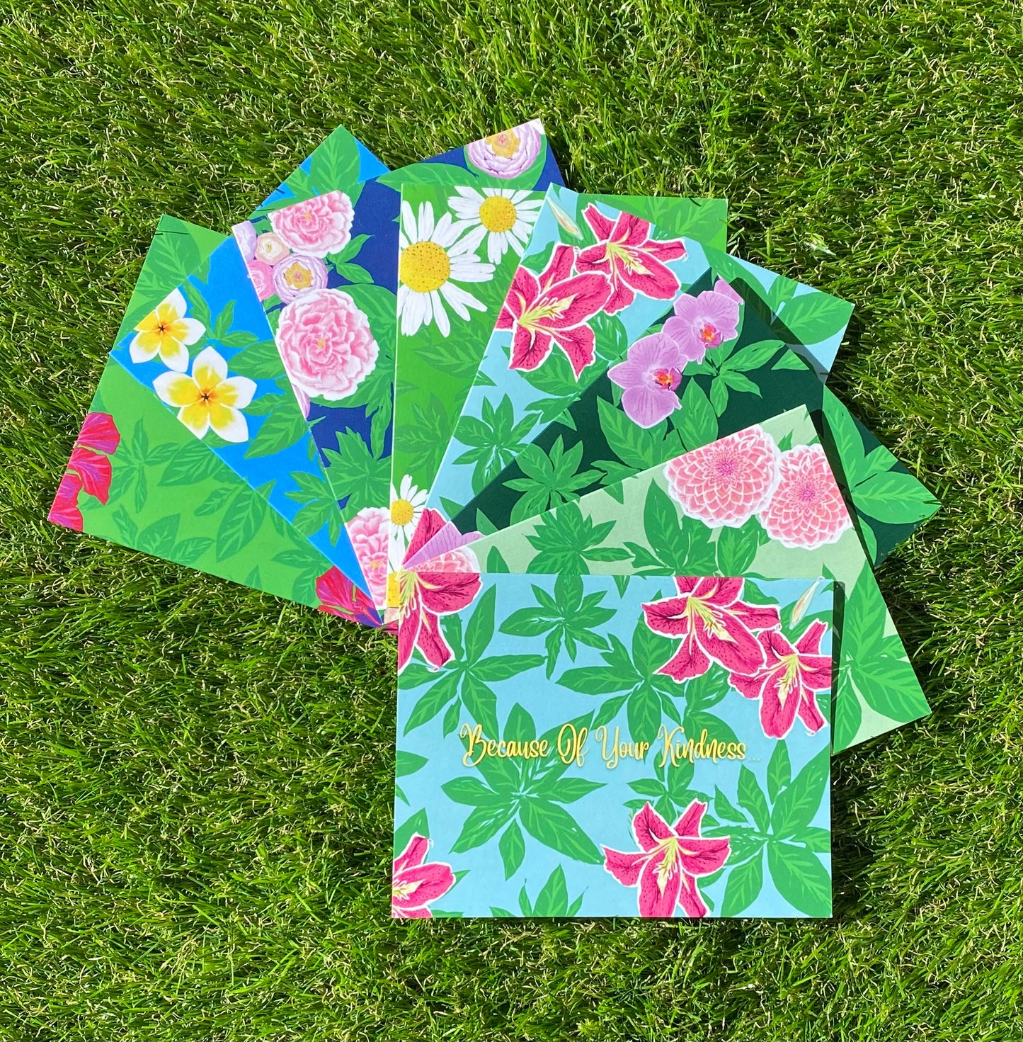 Because Of Your Kindness... CTracyLouie Thank You Cards + Envelope, Set of 8, Original Artwork, Blank Interior