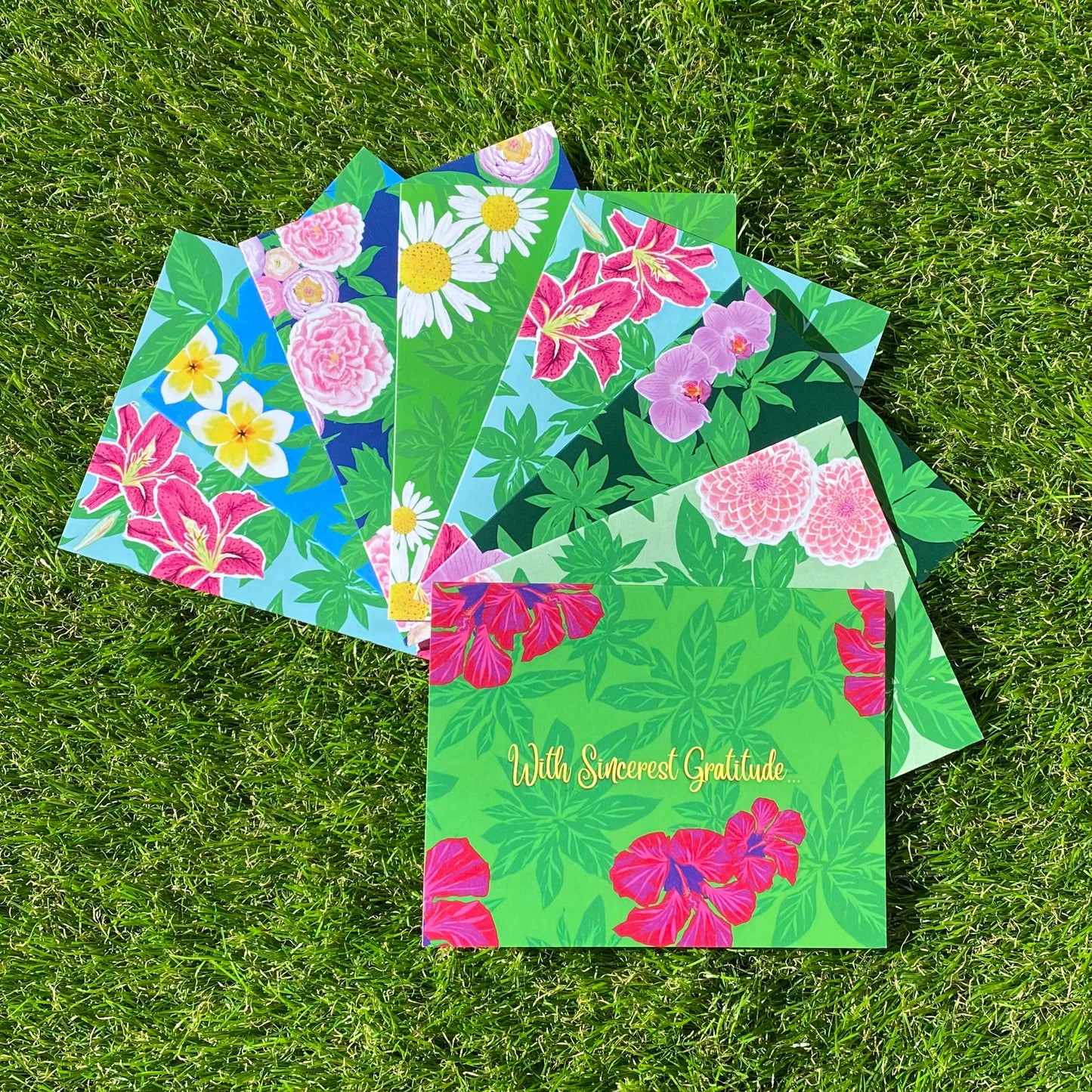 With Sincerest Gratitude... CTracyLouie Thank You Cards + Envelope, Set of 8, Original Artwork, Blank Interior